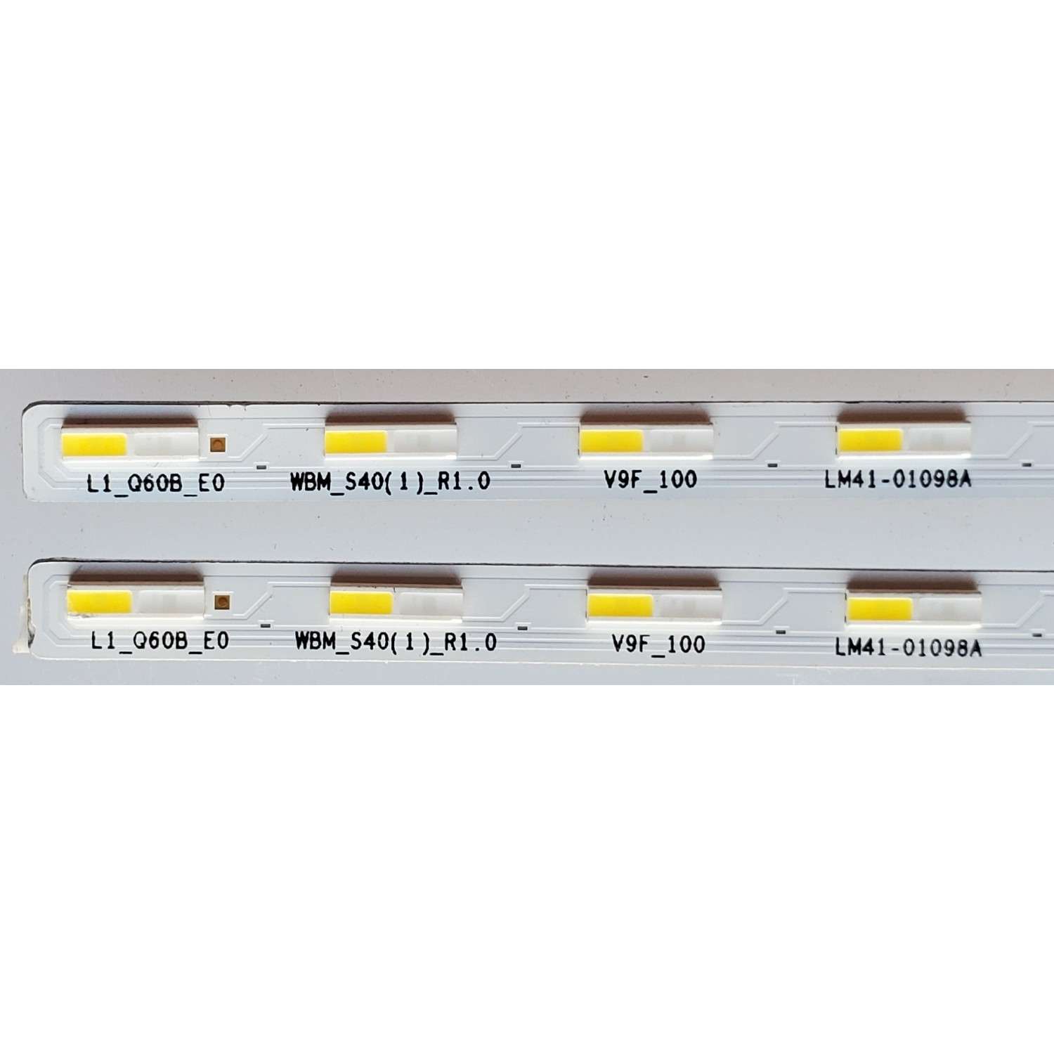 KIT DE LED'S PARA TV SAMSUNG ((2 PIEZAS)) NUMERO DE PARTE LM41-01098A / L1_Q60B_E0 WBM_S40(1)_R1.0 V9F_100 LM41-01098A / WBM_S40(1)_R1.0 / V9F_100 / MODELOS QN50Q60BA / QN50LS03B / QN50Q60C / HG50Q60B / QN50LS03BD / QN50Q60BD  - Imagen 2